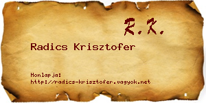 Radics Krisztofer névjegykártya